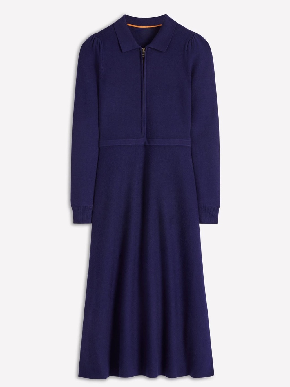 Boden Fiona Zip Front Navy Long-Sleeve Knit Dress 6